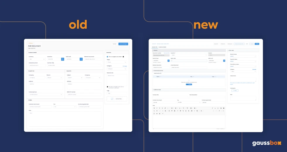 gaussbox-update-old-vs-new-ui-ux-document-module